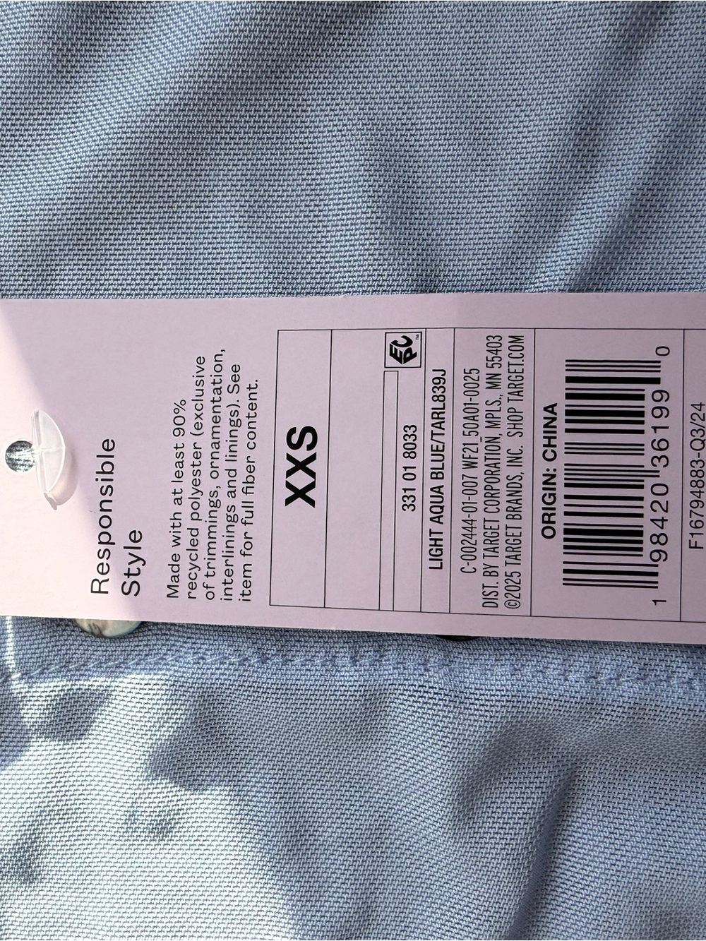 Target Light Blue Girls' Button Front Top - Picture 3 of 4